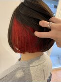 インナーカラー，レッド，塩基カラー【草加】