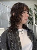 △ウルフパーマレイヤーパーマ癖毛風パーマミルクベージュ