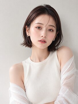 アース コアフュール ボーテ 成田店(EARTH coiffure beaute) 耳掛けミニボブ × シアーブラウン