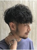 フェザーマッシュツイストパーマソフトツーブロックコンマヘア