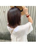 ブラウンオレンジ × 切りっぱなしボブ