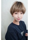 大人可愛いマッシュショートボブベージュ20代30代40代/錦糸町m