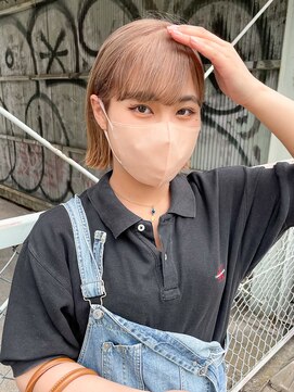 テトヘアー(teto hair) 暖色ベージュ　ウォームベージュ　切りっぱなしボブ　ベージュ