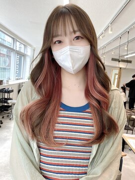 ミョンシル 【myonsil 山田】くびれ韓国レイヤー/インナーカラーピンク