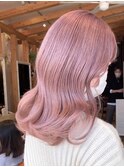 ピンクベージュミルクティーベージュカラーケアブリーチカラー