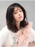 モード系セミロングヘア