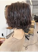 ミニボブ×波巻きパーマ