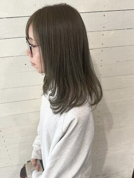 ルノン(LUNON) 内巻きワンカール/ブリーチ無し/オリーブカラー