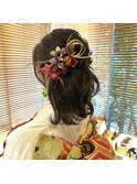 ハーフアップスタイル　成人式ヘアセット