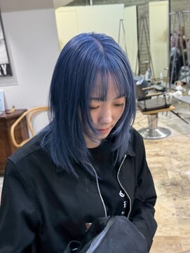 ヲタク(wotaku.) ブルーカラーネイビーブルーブルーシルバーレイヤーカットウルフ