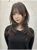 韓国風/レイヤー/前髪カット/オリーブ/透明感/ハッシュカット