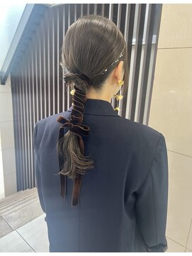 オーセンヘア(AUTHEN.HAIR) （mutsumi.）タイトローポニー＊ベロアリボン【仙台美容室】