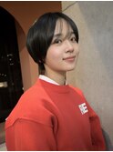 マッシュショート/透明感オリーブグレー/暗髪/表参道
