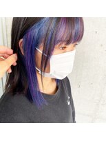 ガルボ ヘアー(garbo hair) #デザインカラー #インナーカラー #青  #フェイスフレーミング