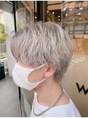 束感波巻きマッシュパーマ×シルバー【weaves-SETAGAYA-】