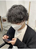 波巻きスパイラルパーマメンズウルフツーブロックパーママンバン