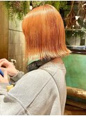 オレンジカラー/オレンジベージュ/ボブ/学割U24/ケアブリーチ