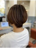 ハイライトショートボブ