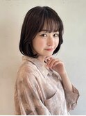 韓国風ボブ大人かわいいボブアレンジ内巻きオリーブベージュ