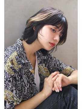 ロゼ 新大宮(ROSE) 【ROSE】マッシュウルフ＿黒髪ボブ＿ポイントカラー＿ブリーチ