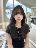 小顔/黒髪/クラゲヘアー/オリーブグレー/ココアベージュ