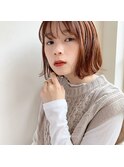 大人かわいい/ミニボブ/外ハネ/暖色カラー/骨格矯正カット