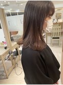 インナーカラーくすみピンク外ハネミディ ［Flicka・仙台］