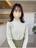 顔周りのカット、レイヤー、ピンクブラウン