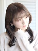 20代30代40代前髪パーマ黒髪グレーベージュレイヤーロング