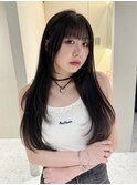 顔周りレイヤーカット小顔ロング/ブリーチなし透明感カラー/博多