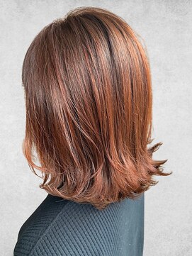 ファイン 滝川店(Fine) 20代30代40代　外ハネミディアム小顔　オレンジブラウン