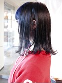 インナーカラー サファイアブルー ダブルカラー レイヤーカット