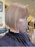 大人可愛い前下がりショートボブ☆ミルクhチーベージュ♪