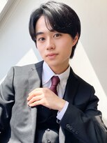 毛流れハンサムショートセンターパートメンズ黒髪爽やか