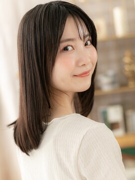 カバーヘア ブリス 川口(COVER HAIR bliss) 内巻きレイヤーカット黒髪ナチュラルミディa戸頭20代30代40代