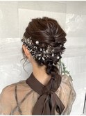 お呼ばれ 編みおろし ヘアセット