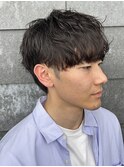 メンズマッシュセンターパートスパイラルパーマニュアンスパーマ
