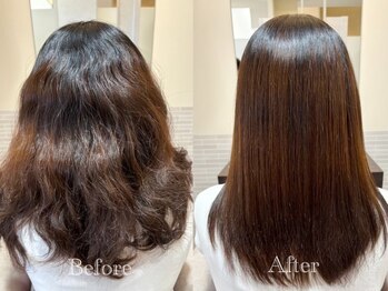 レグルス ヘア デザイン ニシジン 西新店(Reglus hair desigh)の写真/【毎朝の時間短縮にも♪】くせ毛の広がり・うねりを抑え、指通り滑らかな髪質に[西新/唐人町/大濠]