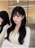 くびれレイヤー×ダークグレー[オリーブベージュ/韓国ヘア/新宿]