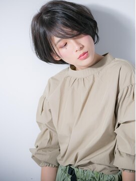 モッズヘア 上尾西口店(mod's hair) 斜めバング黒髪アシンメトリー小顔ショートw上尾20代30代40代