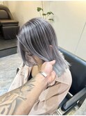 ハイライトカラーマチルダボブインナーグレージュ前髪