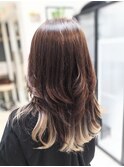 30代40代50代ホワイトベージュ　インナーカラー　レイヤーロング