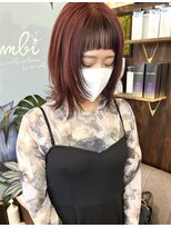 バンビ プライベート サロン(Bambi private salon) オン眉レイヤースタイル*インナーレッドブラウンカラー*Bamb松平