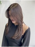 レイヤーカット顔周り前髪グレージュ20代30代