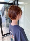 丸みショートボブ　明るめブラウン　京都美容室　進詩織