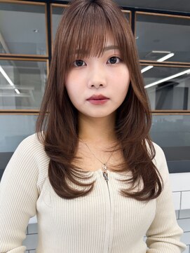 ソア 渋谷(soar) 韓国風レイヤー大人ロングストレートワンカールベージュカラー