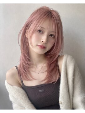 アジールヘア 池袋東口店(agir hair) ブリーチダブルカラーピンクベージュワンホンレイヤー　池袋