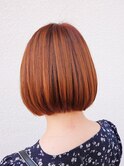 #オレンジカラー# オレンジベージュ#韓国ヘア#切りっぱなしボブ