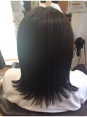 小顔大人可愛い外ハネ黒髪暗髪ミディ☆切りっぱなし20代30代40代
