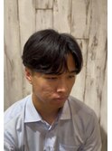 メンズパーマ　毛流れセンターパート　ビジネススタイル　大宮